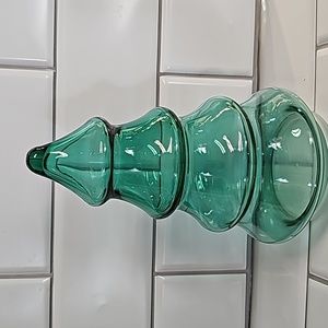 Green Glass Christmas Tree With Rubber Lid